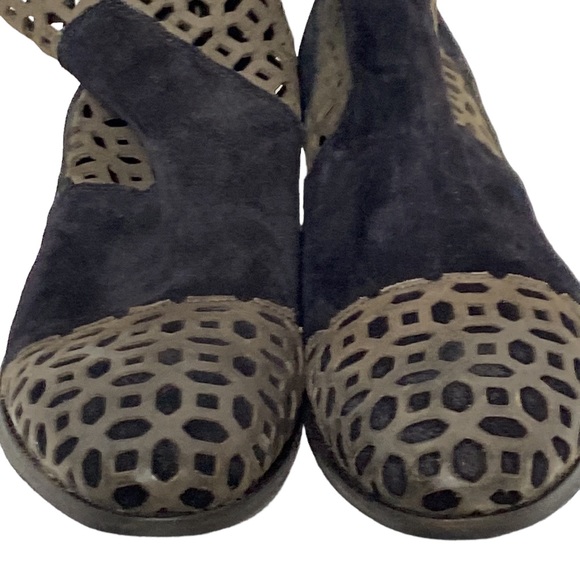 Rebels Villaroy Bootie Black Brown Laser Cut Leather Ankle Booties 9 - Picture 7 of 9